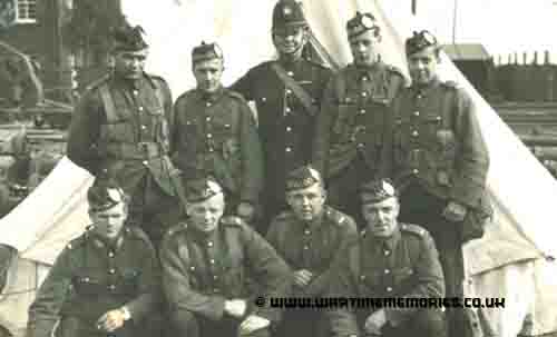 7th Argyll & Sutherland Highlanders prior to going to France. Kneeling at right is Bobby Morris & next to him kneeling is Robert Dalrymple both of whom were captured near Dunkirk.
